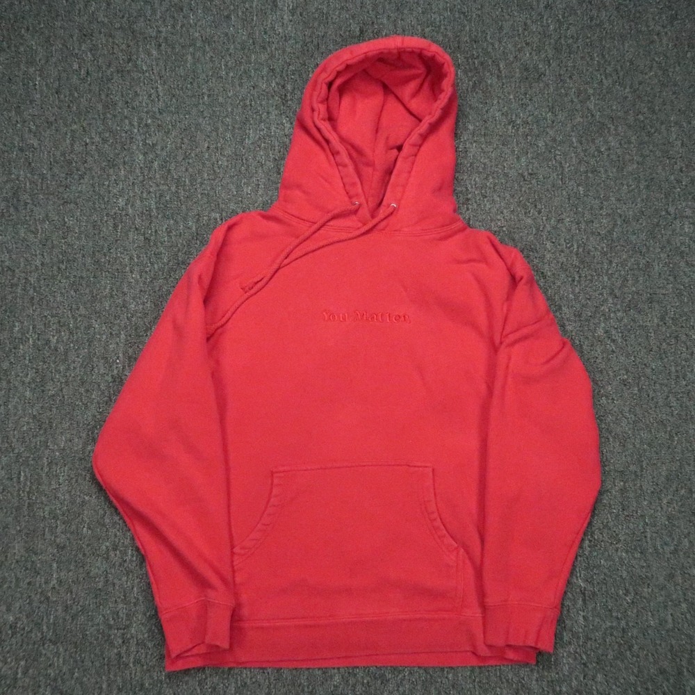 You Matter Hoodie Mens Medium Red Pullover Pockets Hooded Demetrius Harmon
